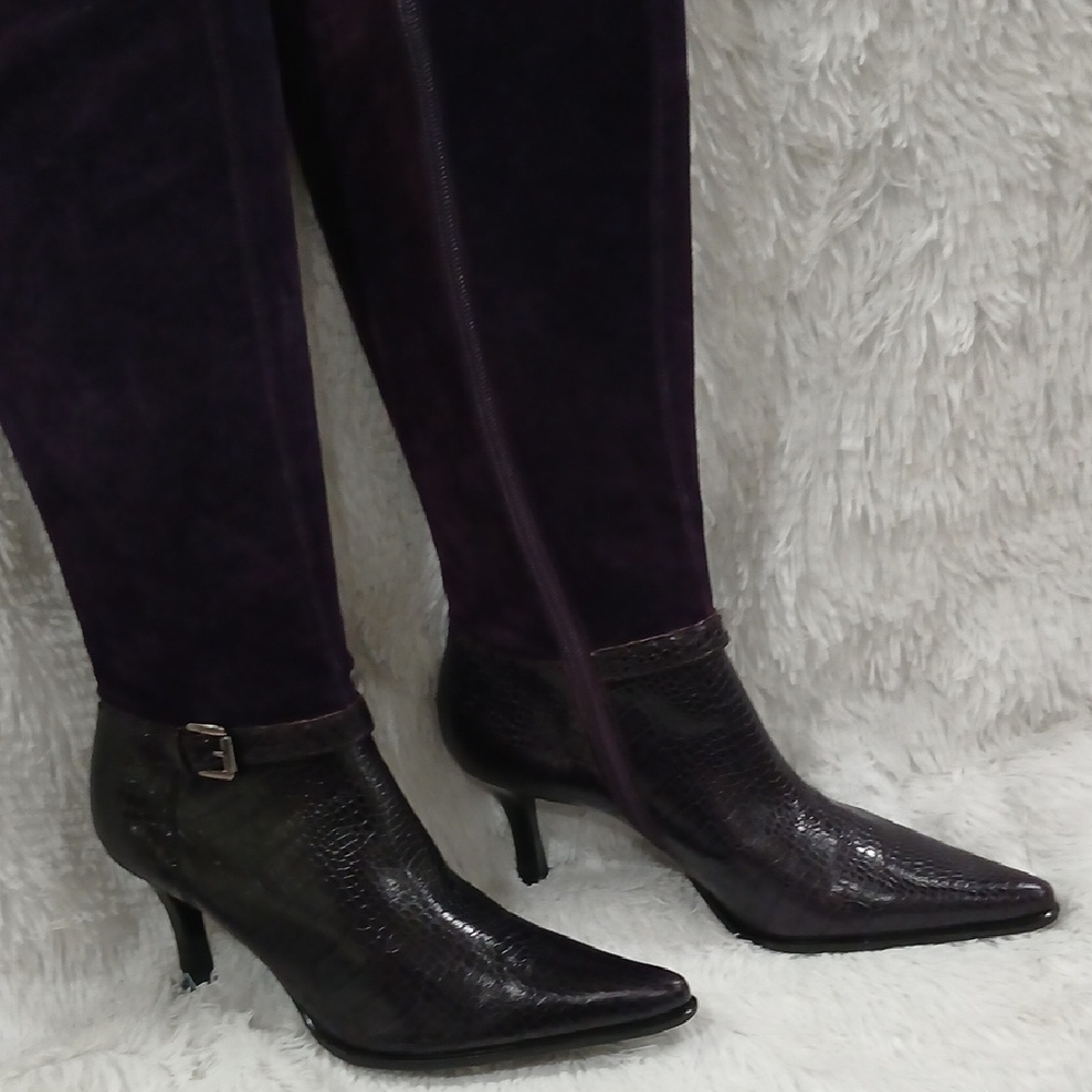 Franco Sarto Dark Purple Heeled Boots - Picture 2 of 12